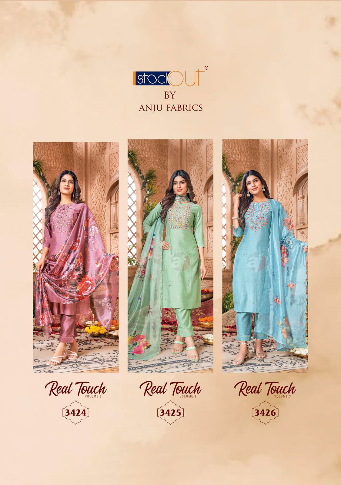 Real Touch Vol 3 By Anju Viscose Designer Kurti With Bottom Dupatta Wholesale Price In Surat